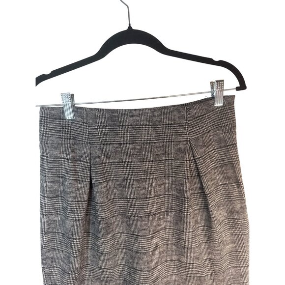 Banana Republic Size 4 Plaid Wool Blend Skirt Gray Black White - Picture 8 of 12